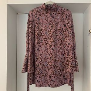 FLORAL Mock Neck Long Sleeve Dress